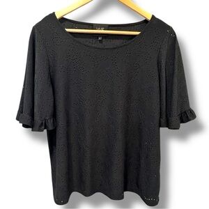 Women's Black Eyelet Top